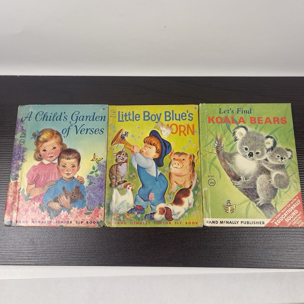 Vintage Lot of 3 Rand McNally Junior Elf Children's Books Child's Garden Koala